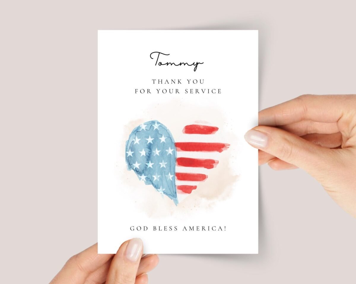 Veteran’s Day Thank You Card With American Heart Flag - Image 1 Veteran's Day Thank You Card With American Heart Flag