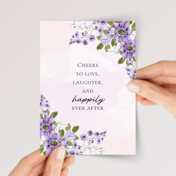 Purple Floral Wedding Card for Couple, Son/Daughter in Law | Happily Ever After