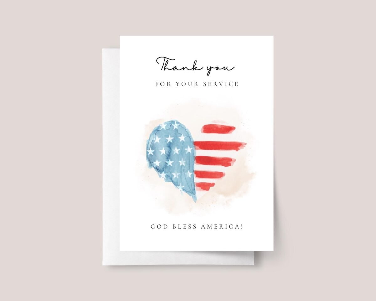 Veteran’s Day Thank You Card With American Heart Flag - Image 2 Veteran's Day Thank You Card With American Heart Flag