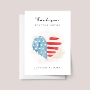 Veteran's Day Thank You Card With American Heart Flag