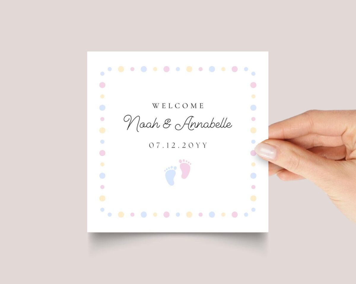 Twin Baby Shower Card for Newborn Boy and Girl, Gift for Expecting Parents