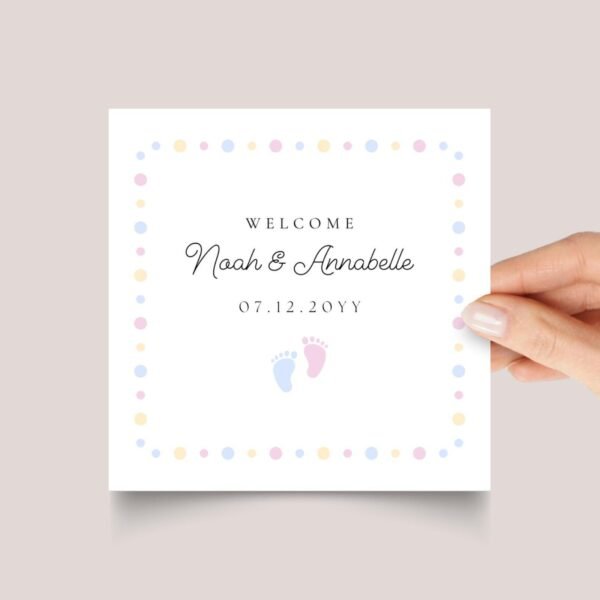 Twin Baby Shower Card for Newborn Boy and Girl, Gift for Expecting Parents
