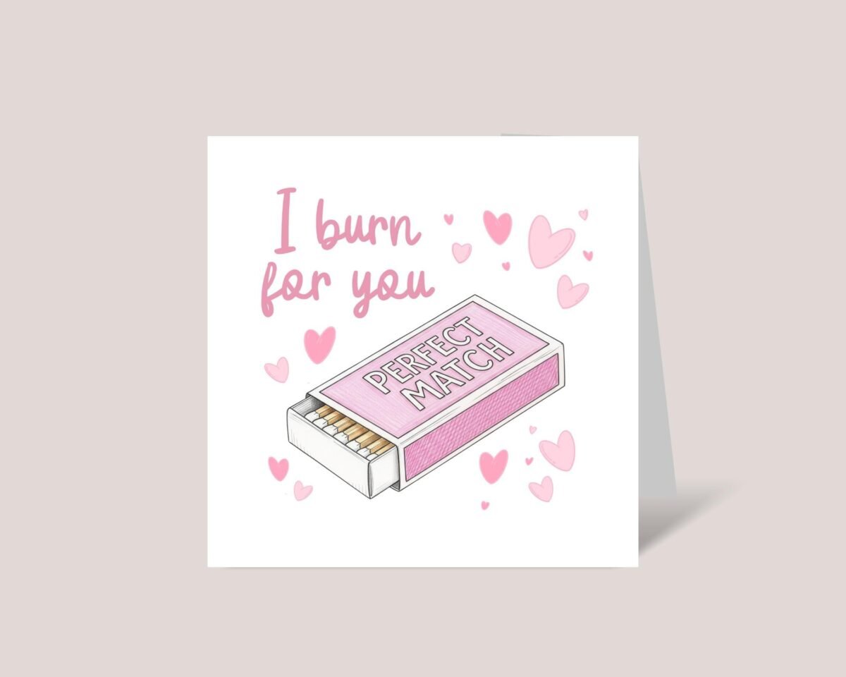 Personalized Anniversary Card for Husband/Wife with Pink Matchbox