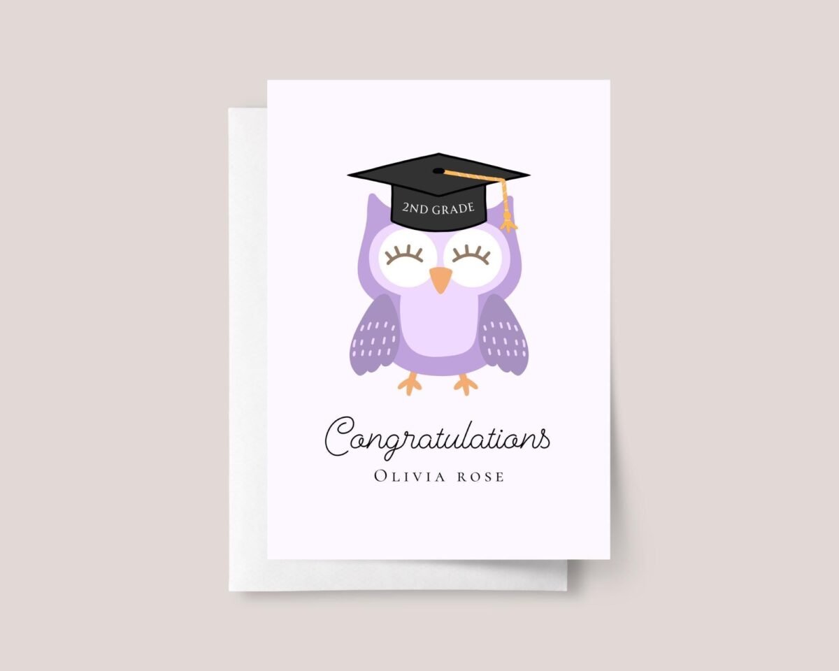 Any Grade, Graduation Card for School | Purple Owl