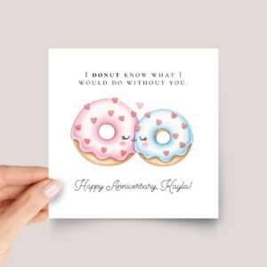 Cute Anniversary Card for Wife with Kissing Donuts