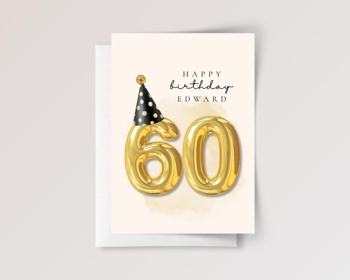 60th Birthday Card with Pink Balloons for Wife/Husband or Son/Daughter