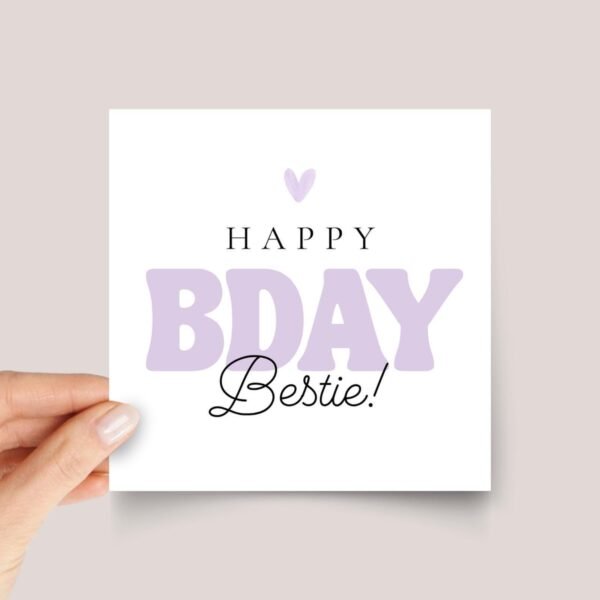Bestie Birthday Card for Friend in Purple