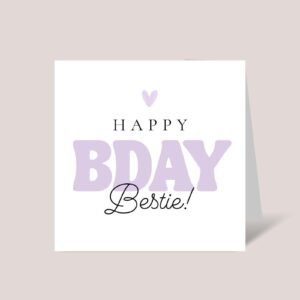 Bestie Birthday Card for Friend in Purple