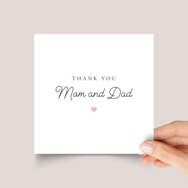 Thank You Card for Parents, Gift for Mom and Dad