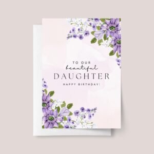 Personalized Birthday Card for Daughter With Purple Flowers