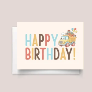 Personalized Birthday Card for Kids, Son/Grandson Turning One/Two with Dump Truck