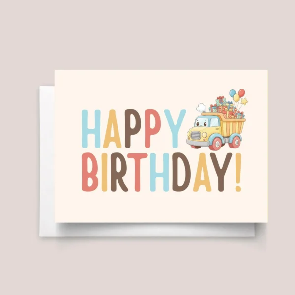 Personalized Birthday Card for Kids, Son/Grandson Turning One/Two with Dump Truck