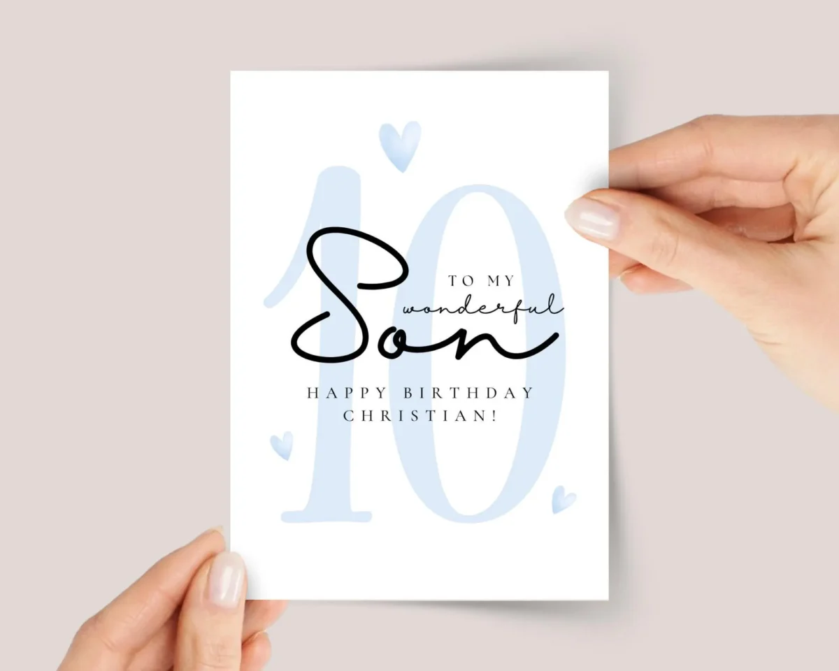 Personalized 10th Birthday Card for Son - Image 1 Personalized 10th Birthday Card for Son