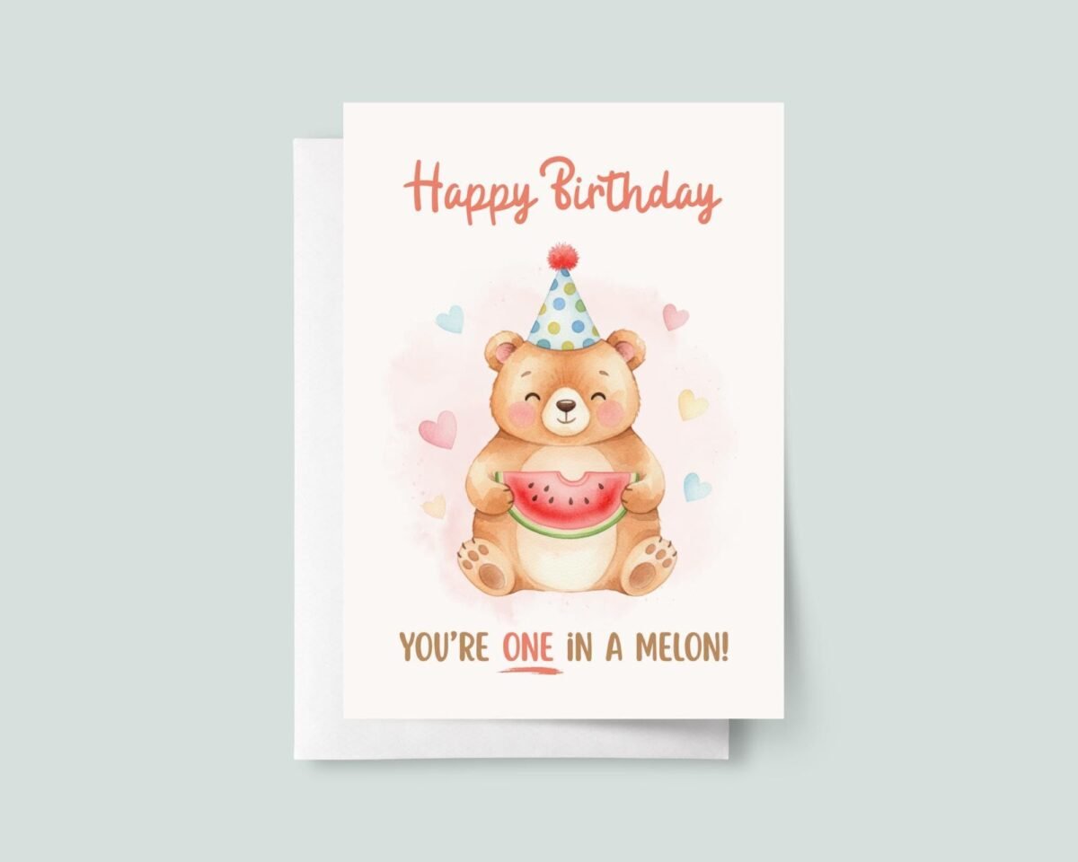 Personalized First Birthday Card for Baby Boy/Girl: One in a Melon Personalized First Birthday Card for Baby Boy/Girl: One in a Melon