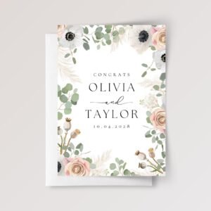 Custom Wedding Card for Couple, Son/Daughter in Law | Eucalyptus and Roses