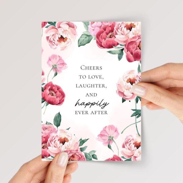 Pink Peony Wedding Card for Couple, Son/Daughter in Law | Happily Ever After