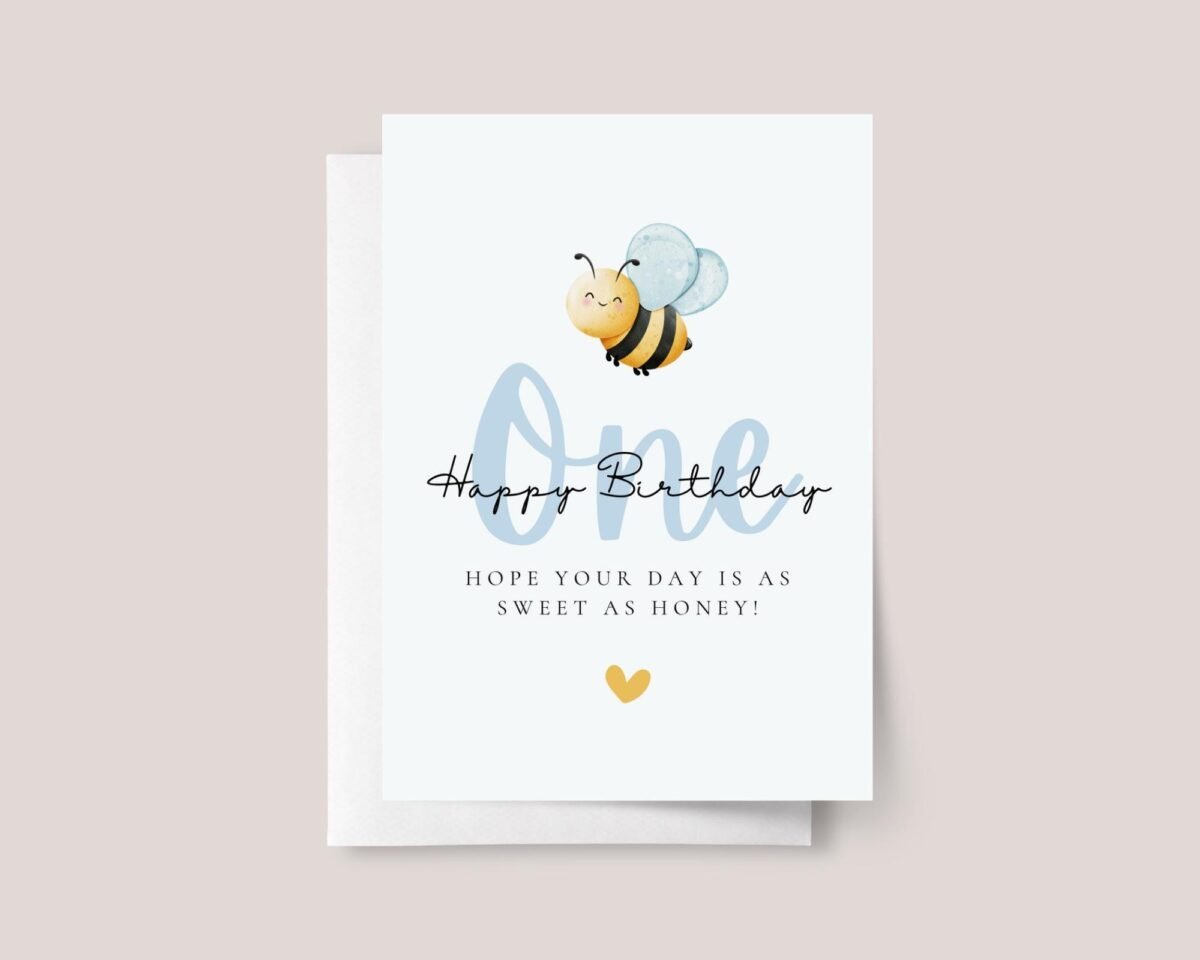 First Birthday Card for Kids Turning One | Baby Bumble Bee - Image 2 First Birthday Card for Kids Turning One | Baby Bumble Bee