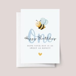 First Birthday Card for Kids Turning One | Baby Bumble Bee - Image 2 First Birthday Card for Kids Turning One | Baby Bumble Bee