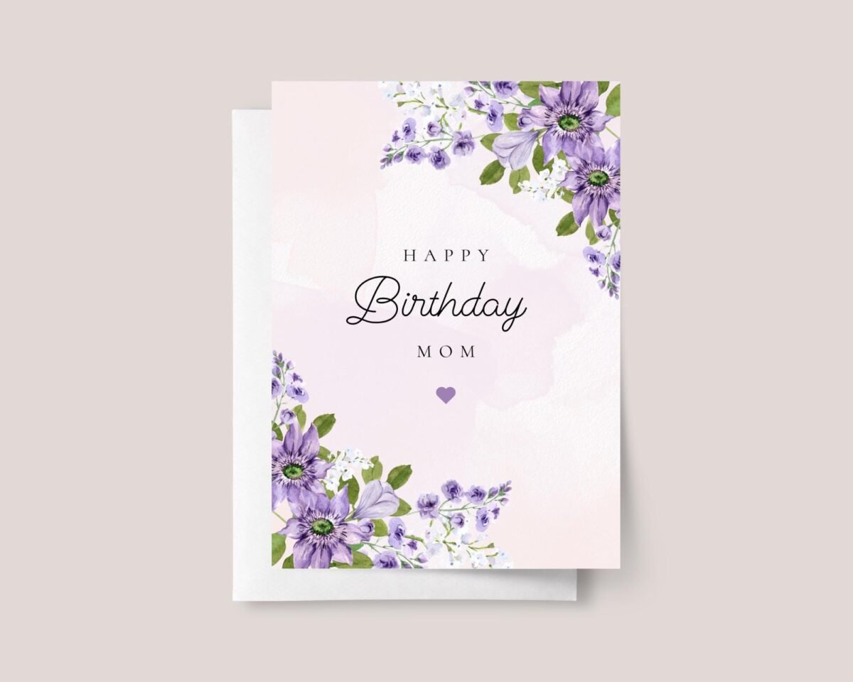 Birthday Card for Mom with Purple Flowers Birthday Card for Mom with Purple Flowers