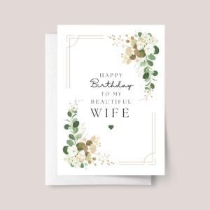 Birthday Card for Wife with Elegant Eucalyptus and Roses
