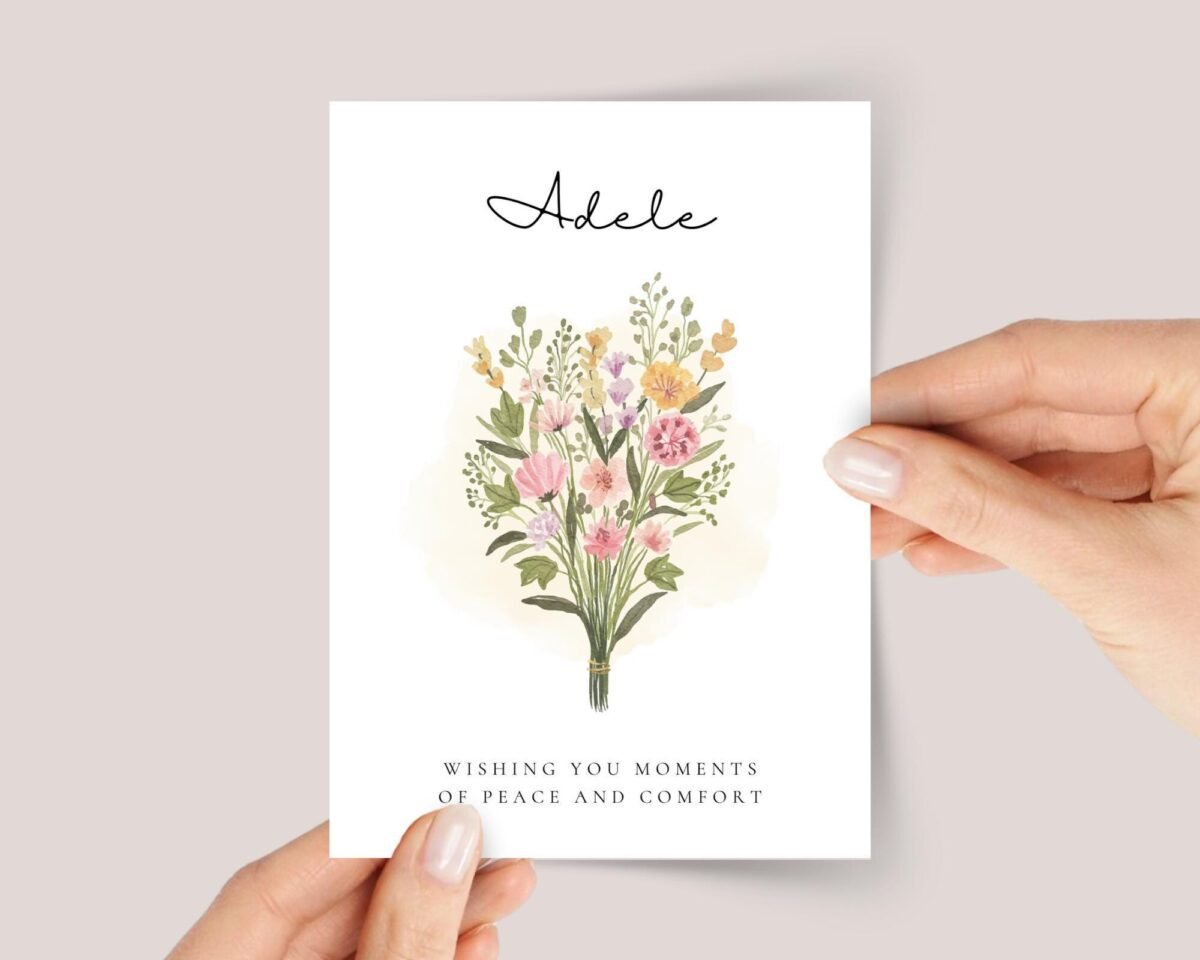 Personalized Sympathy Card with Flower Bouquet for Loss & Grieving