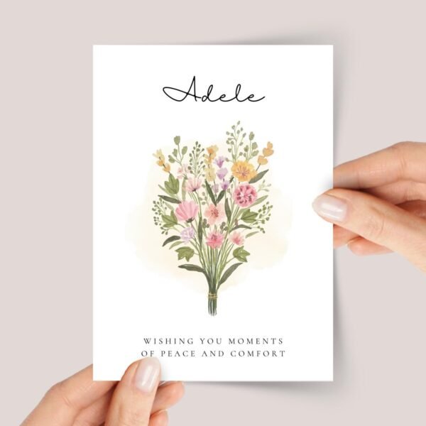 Personalized Sympathy Card with Flower Bouquet for Loss & Grieving