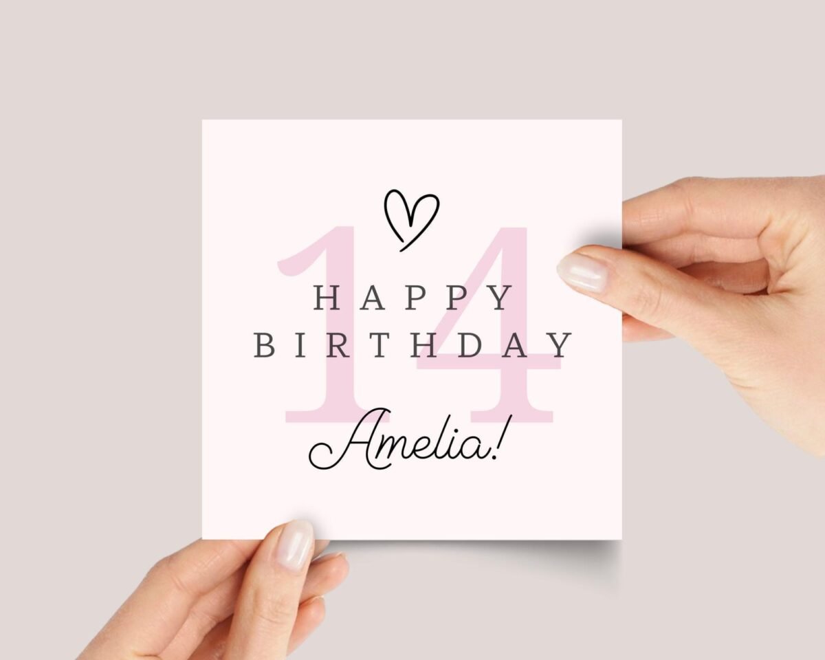 Personalized 14th Birthday Card for Teen Girl or Boy - Image 1 Personalized 14th Birthday Card for Teen Girl or Boy