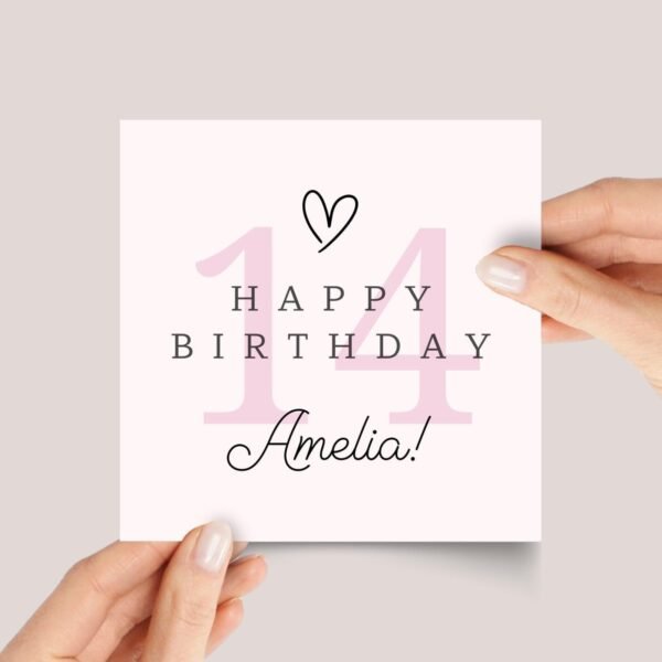 Personalized 14th Birthday Card for Teen Girl or Boy