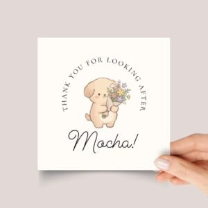 Personalized Thank You Card for Dog Sitter with Puppy and Flowers