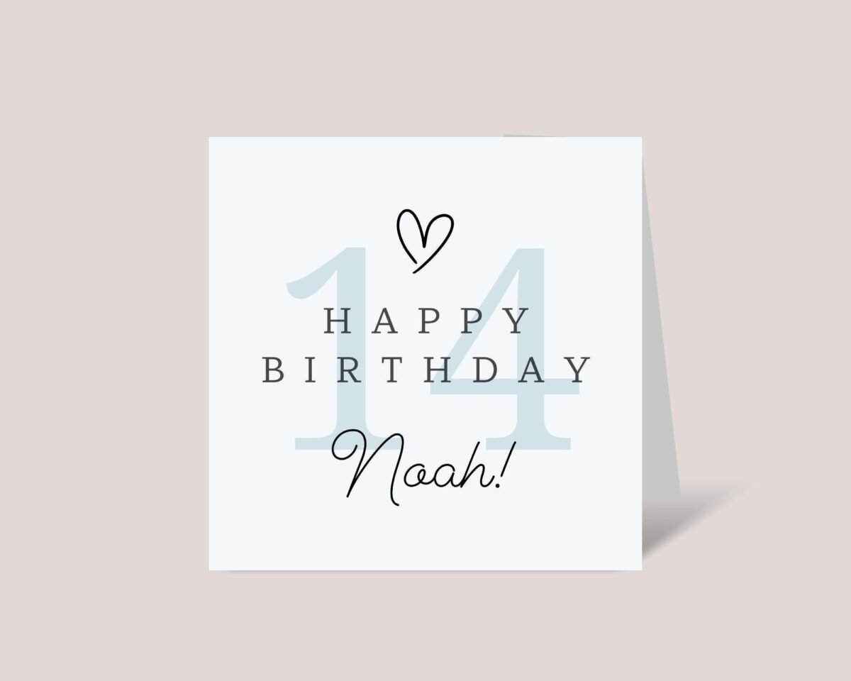 Personalized 14th Birthday Card for Teen Girl or Boy