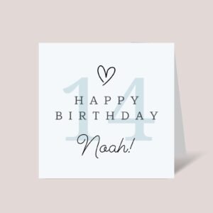 Personalized 14th Birthday Card for Teen Girl or Boy