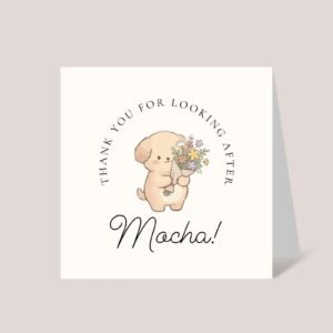 Personalized Thank You Card for Dog Sitter with Puppy and Flowers