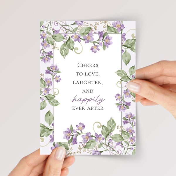 Purple Floral Wedding Card for Couple, Son and Daughter in Law| Happily Ever After