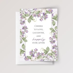 Purple Floral Wedding Card for Couple, Son and Daughter in Law| Happily Ever After