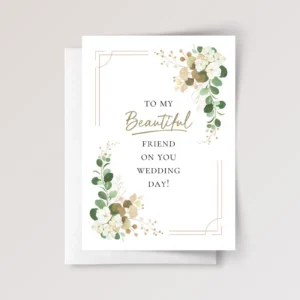 Wedding Card for Friend with White Flowers