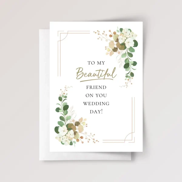 Wedding Card for Friend with White Flowers