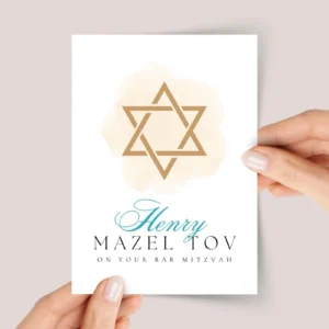 Personalized Bar Mitzvah Card for Boys Turning 13 | Star of David