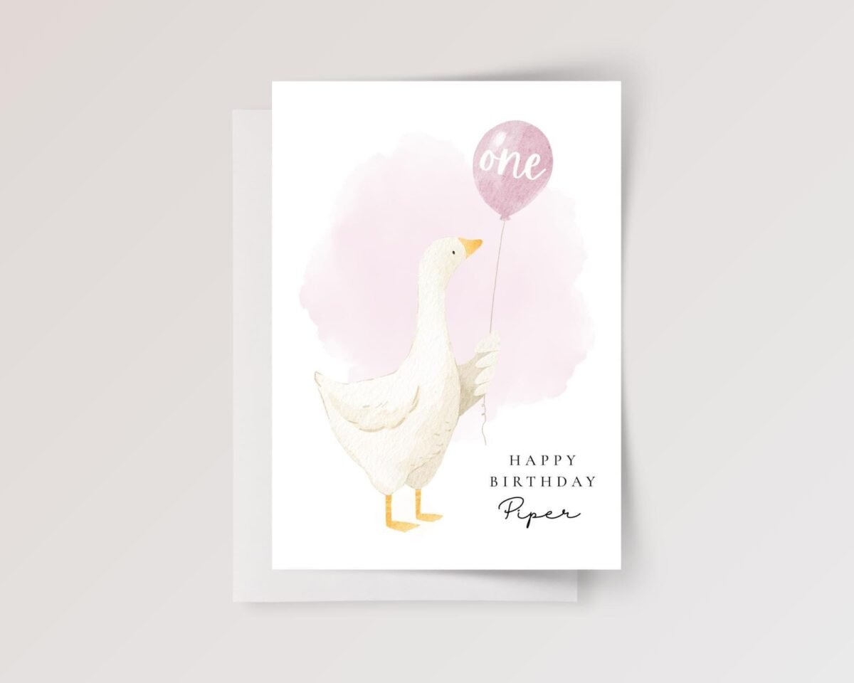 Personalized First Birthday Card for Baby Boy or Girl Turning One |  Mother Goose