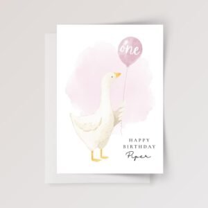 Personalized First Birthday Card for Baby Boy or Girl Turning One |  Mother Goose