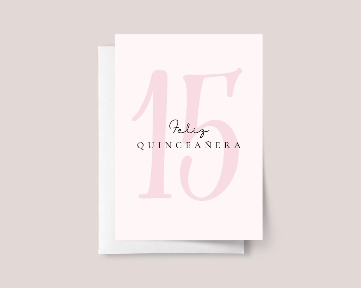 Pink Feliz Quinceañera Card for Girl Turning 15