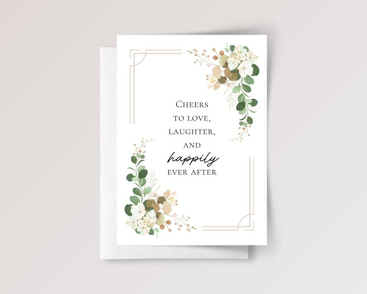 Floral Wedding Card for Couple, Son and Daughter in Law | Happily Ever After