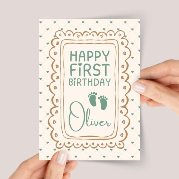 Personalized First Birthday Card for Grandson/Toddler Boy Turning One