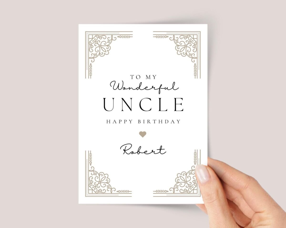 Personalized Birthday Card for Uncle with Gold Accents