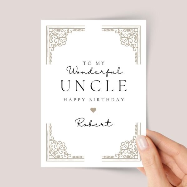 Personalized Birthday Card for Uncle with Gold Accents