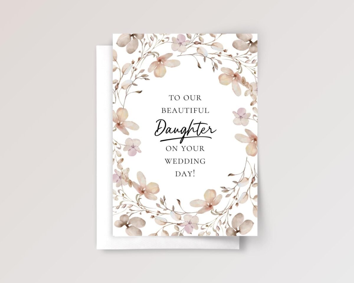 Fall Wedding Card for Daughter with Dried Flowers