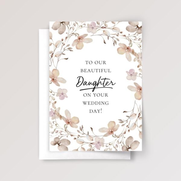 Fall Wedding Card for Daughter with Dried Flowers