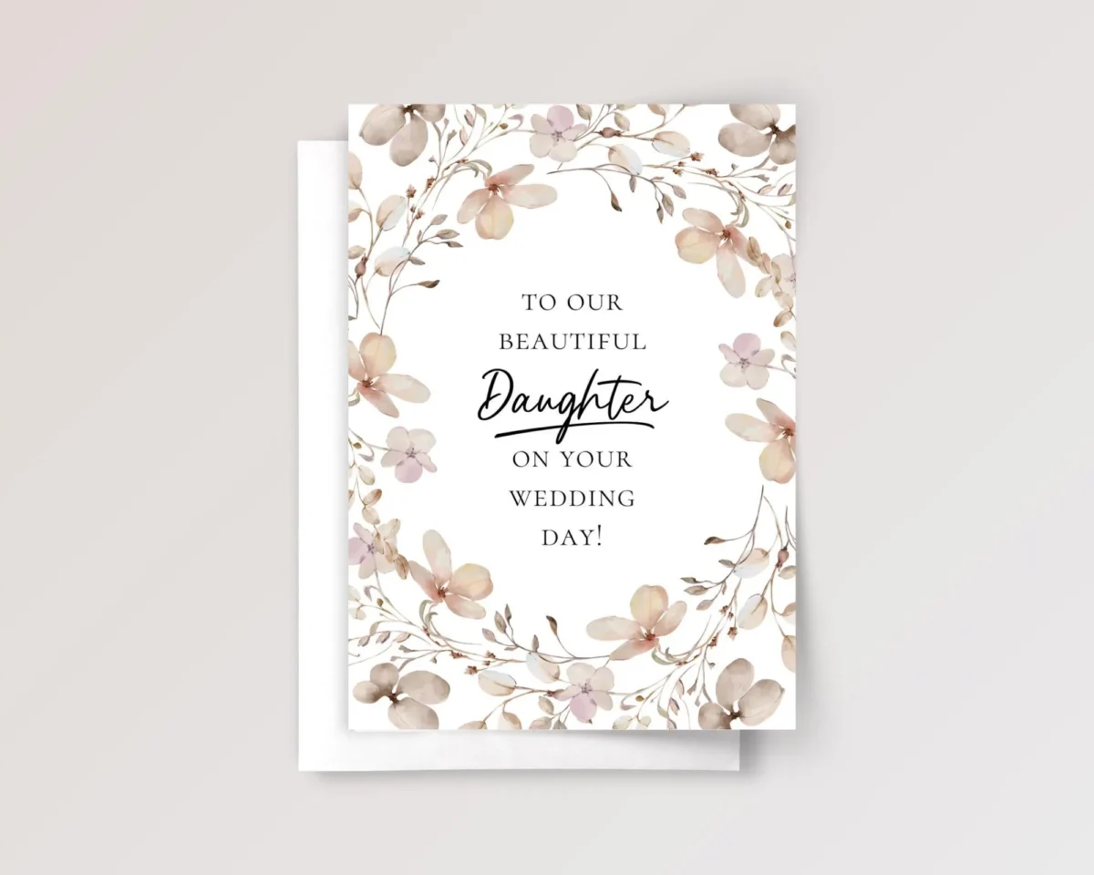 Fall Wedding Card for Daughter with Dried Flowers