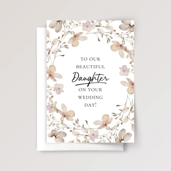 Fall Wedding Card for Daughter with Dried Flowers