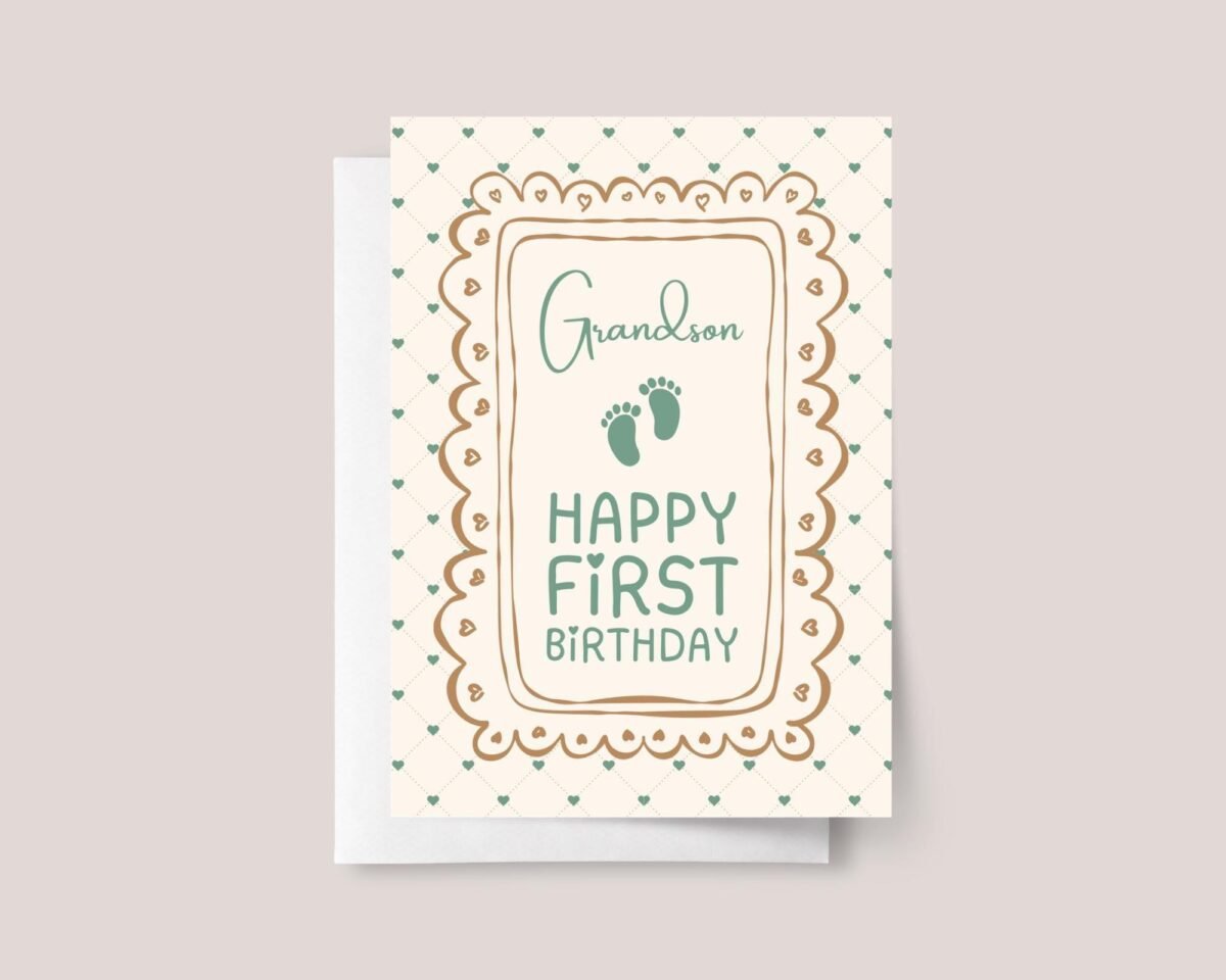 Personalized First Birthday Card for Grandson/Toddler Boy Turning One