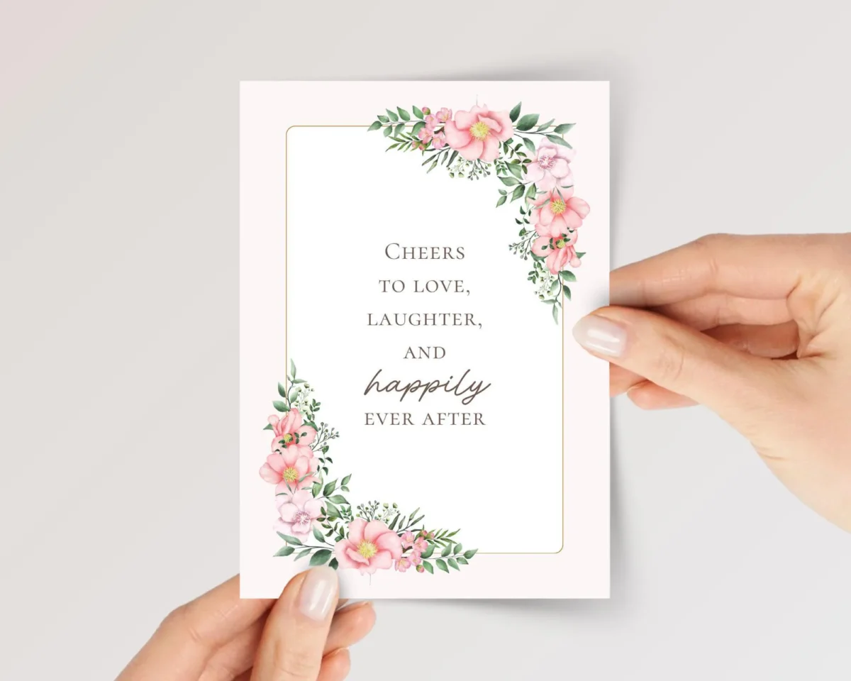 Pink Floral Wedding Card for Couple, Son/Daughter in Law | Happily Ever After